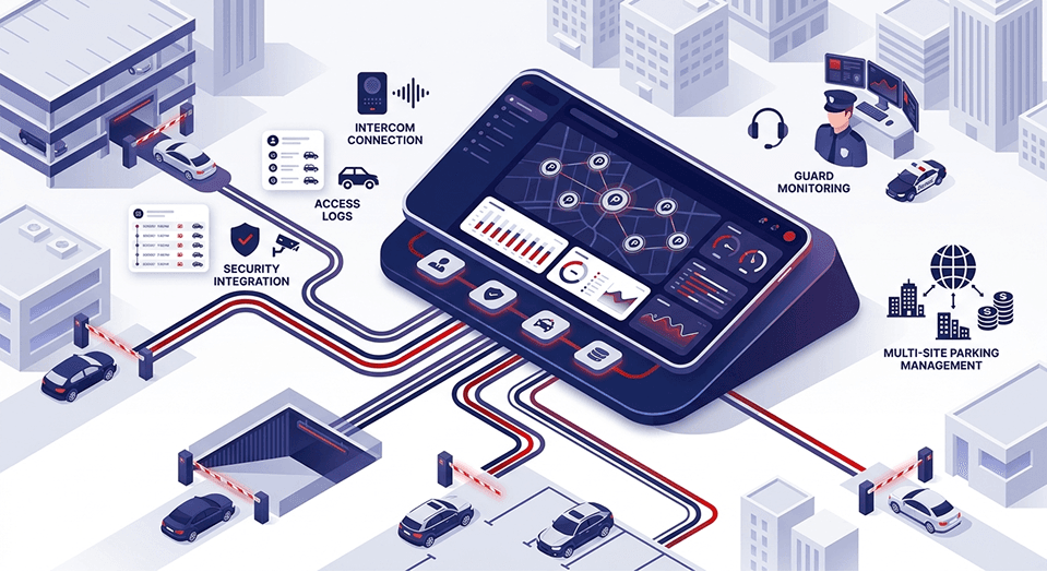 Centralized access management dashboard connecting multiple parking sites